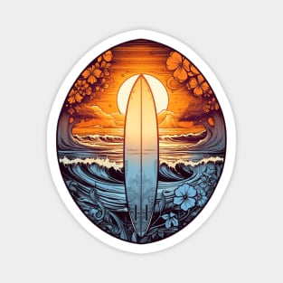 Summer Surf Board Sunset Magnet