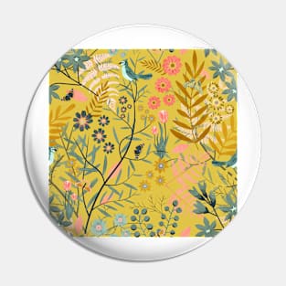 Garden of birds and butterflies mustard Pin