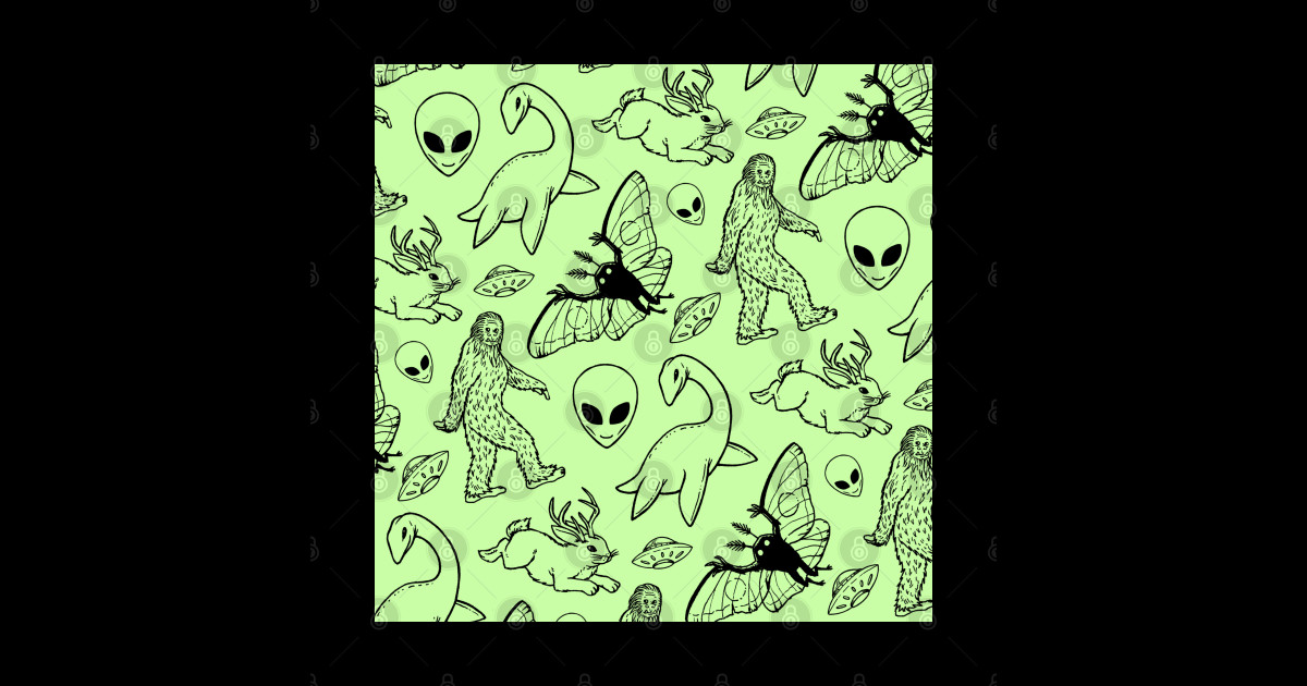 Cryptid Illustration On Green Background - Cryptids - Tapestry | TeePublic