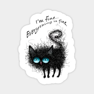 Scruffy Funny Black Cat Magnet