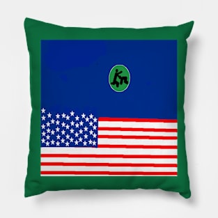 Sporty USA Design on Green Background Pillow