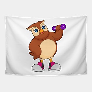 Owl Fitness Dumbbell Tapestry