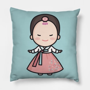 Cute Traditional Korean Bride Cartoon Pillow