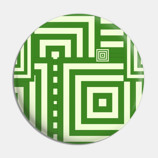 Green Square in Square Neo Geometric Pattern Pin by SeaChangeDesign