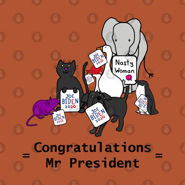 Group of Cute Animals Congratulate Mr President Joe Biden by ellenhenryart