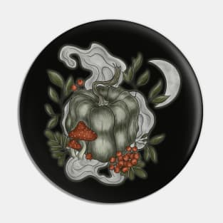 Green Pumpkin, Rowan and Mushroom Pin