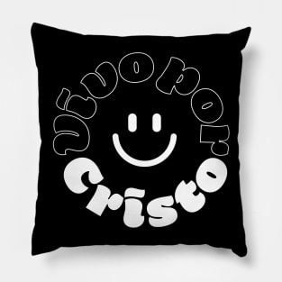 Vivo por Cristo: white Pillow