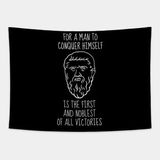 Plato Quote: For A Man To Conquer Himself Is The First And Noblest Of All Victories Tapestry