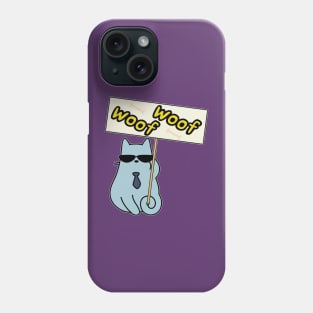 Woof Woof Cat Barking Sign Contradiction Cartoon Phone Case