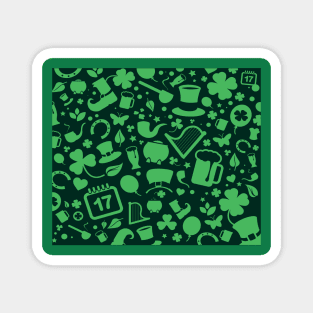 St Patrick's Day Green Elements St. Patricks day clover pattern Magnet