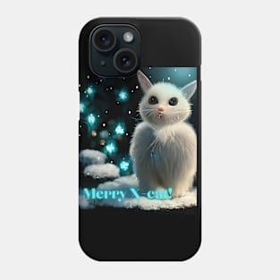 Christmas cat - winter kitten enjoying snow Phone Case