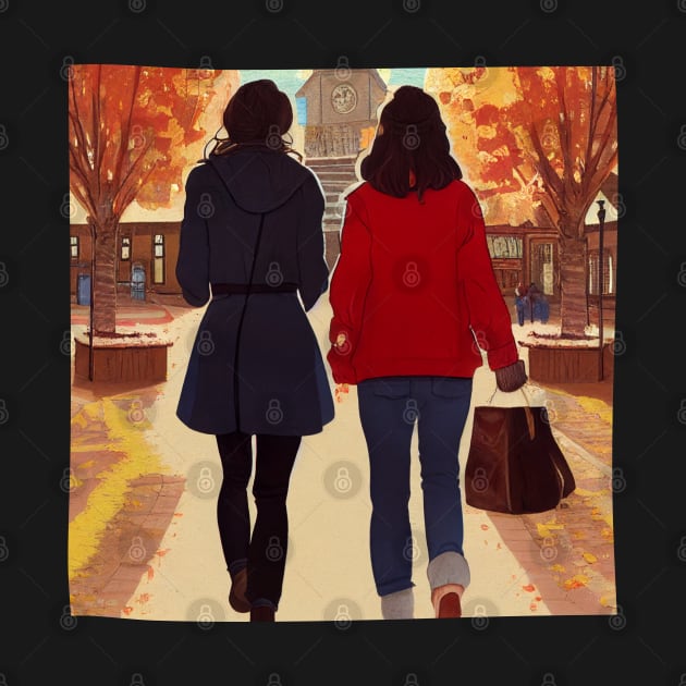 The Girls Walking in Autumn II by Fenay-Designs