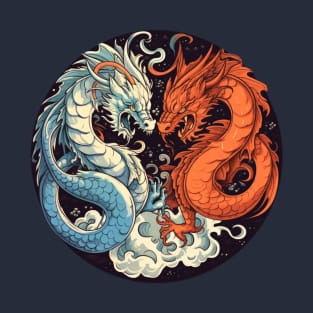 The Dance of Balance: Yin and Yang Dragons T-Shirt