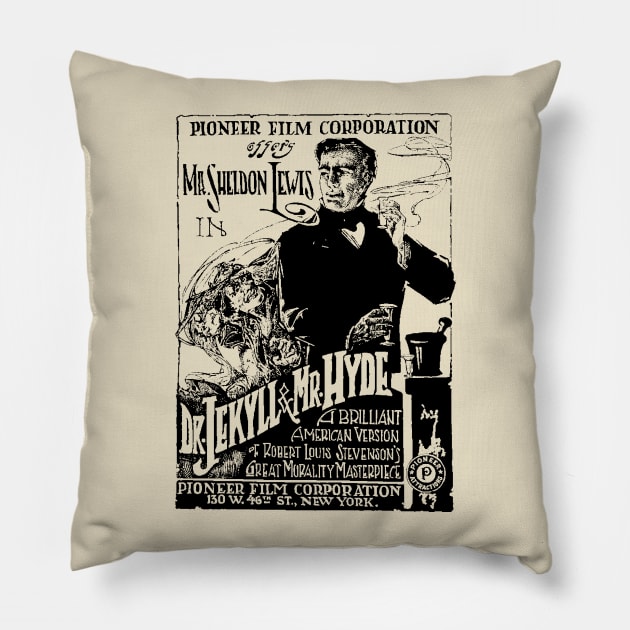 Dr. Jekyll and Mr. Hyde  (1920) Haydon Film Poster Pillow by J. Rufus T-Shirtery