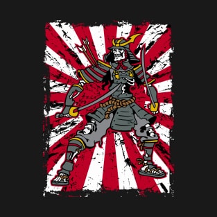 Skeleton Samurai Japanese Flag T-Shirt