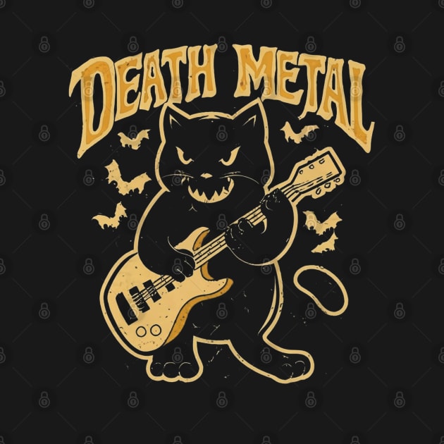 Death Metal Satanic Baphomet Cat playing guitar by Aldrvnd