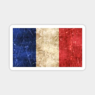 Vintage Aged and Scratched French Flag Magnet