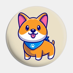 Cute Shiba Inu Dog Wearing Scarf Cartoon Pin