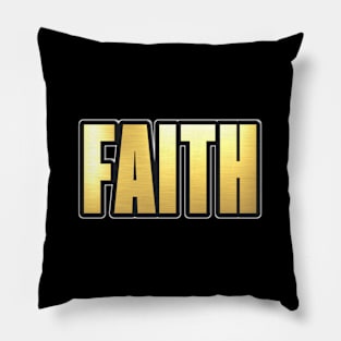 Shiny black and Gold FAITH word ver5 Pillow