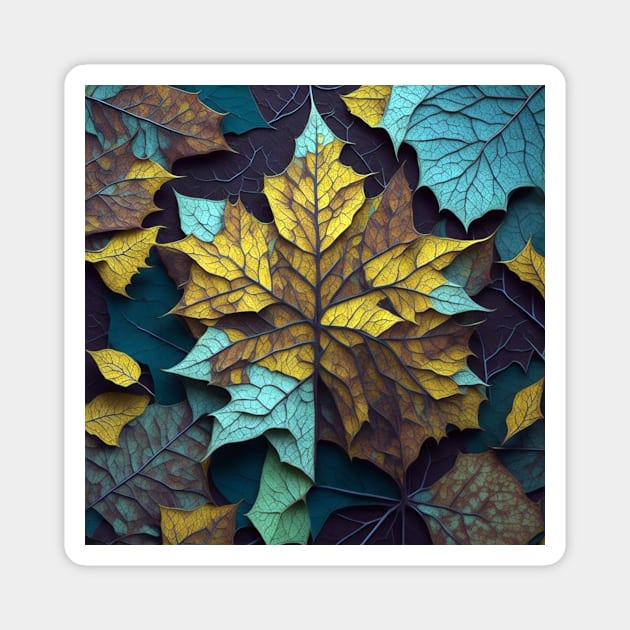 Mosaic of forest leaves Magnet by likbatonboot