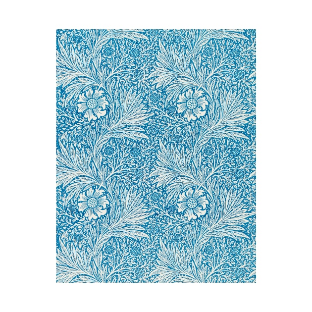 blue and white floral marigold toile de jouy print by opptop