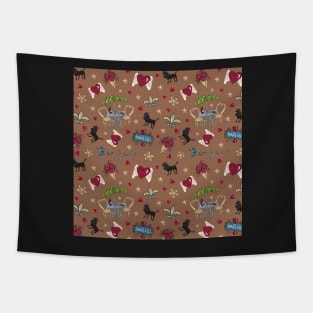 Bonjour Paris! on Chocolat Background by MarcyBrennanArt Tapestry