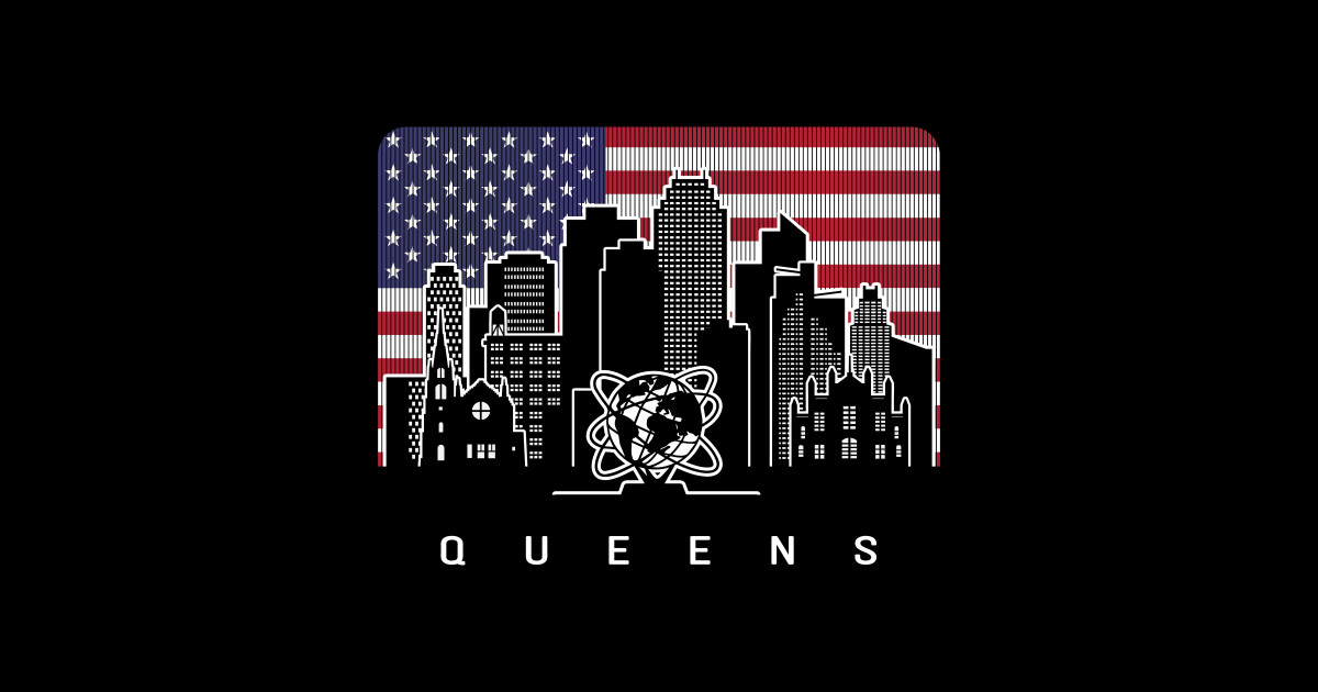 Queens New York American Flag Queens Sticker TeePublic