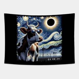 Bovine Eclipse Discovery: Unique Tee with Majestic Grazers Tapestry