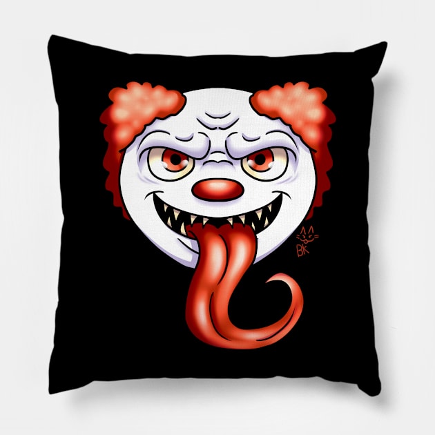 Creepy Smiley Face Clown Pillow by Bluekittie