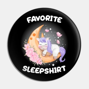 Cute Little Unicorn Sleeping on The Moon Nap Favorite Sleep time Pajama Pin