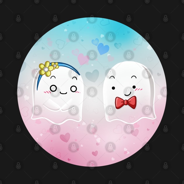Kawaii Ghost Couple In Love by Chiisa