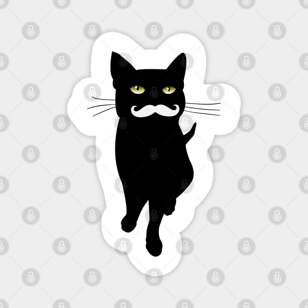 Cat With Mustage | Cat Lovers Magnet by Pushloop