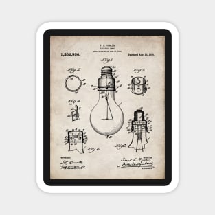 Electric Lamp Patent - Housewarming Home Hallway Art - Antique Magnet