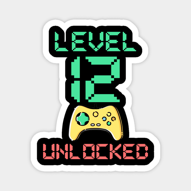 Level 12 Unlocked - 12 Year Old Gamer Funny Birthday Magnet by Simpsonfft