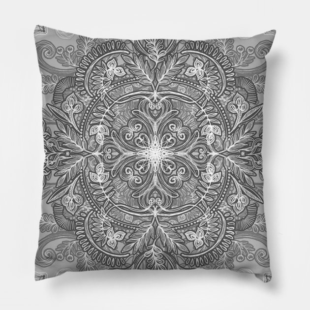 Vintage Winter Monochrome Doodle Pillow by micklyn