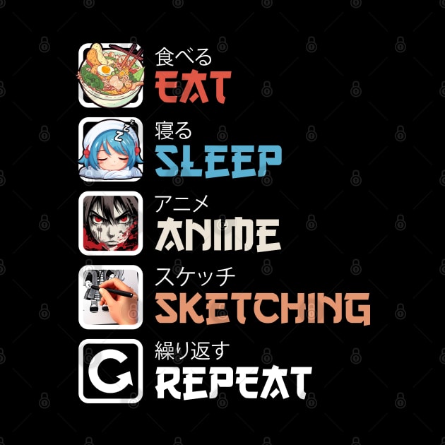 Eat Sleep Anime Sketching Repeat by artdise