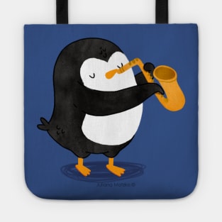 Steve Penguin playing a Saxophone Tote