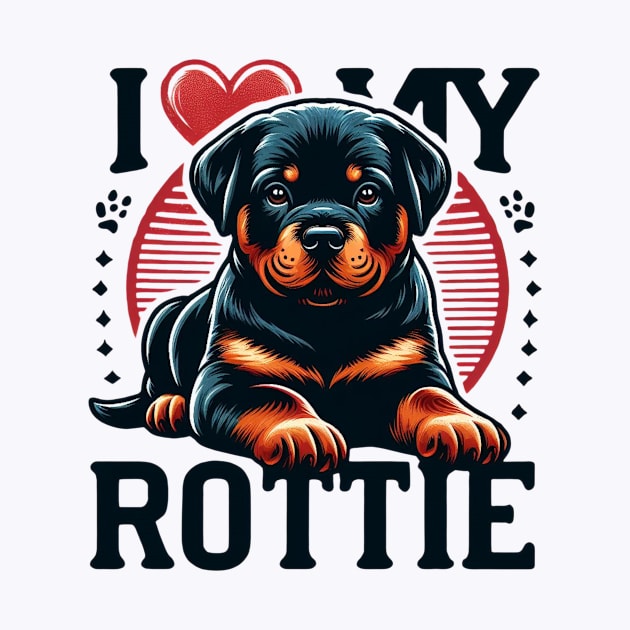 I Love My Rottie Rottweiler Puppy Cute Heart Design by Battlefoxx Living Earth