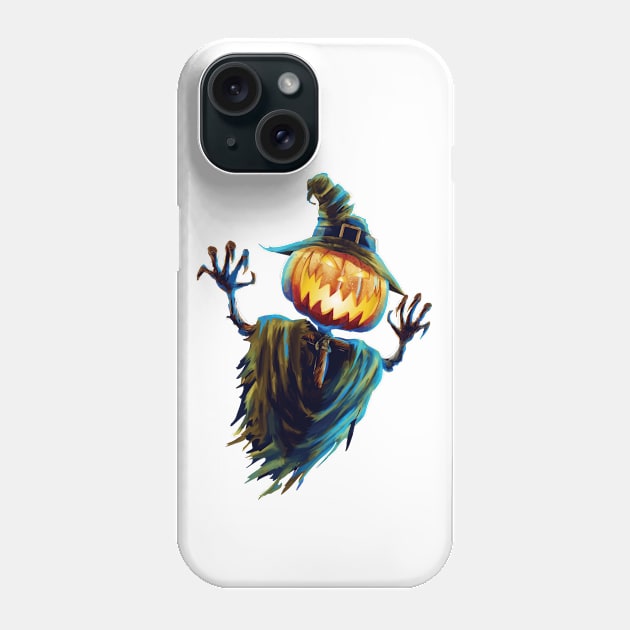 Halloween Fun - Scary Pumpkin Scarecrow Phone Case by designsbycreation