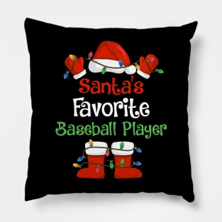Santa's Favorite Baseball Player Funny Christmas Pajamas Pillow