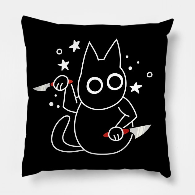 Black Cat's Knives Pillow by pako-valor