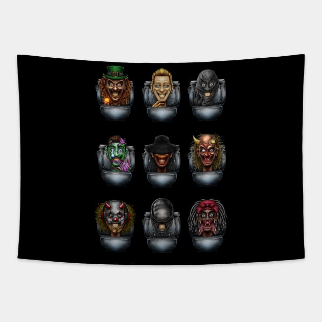 Horror toilet Monster pack 6 Tapestry by Winya