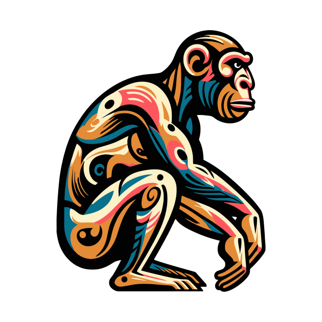 Pop art monkey illustration. cubism illustration of monkey by gblackid