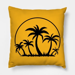 Palm Trees And Sunset in Black Pillow