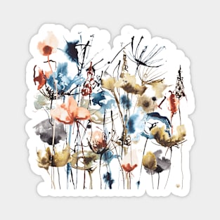 Abstract ink wildlfowers meadow 2 Magnet