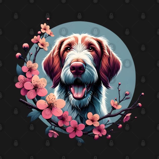 Spinone Italiano Delights in Spring Cherry Blossoms by ArtRUs