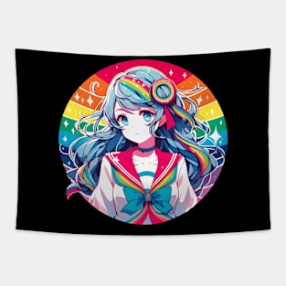 Pride month cute anime girl Tapestry