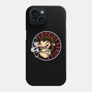 illustration angry gorilla with red eyes were smoking Phone Case