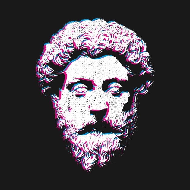 Stoicism Philosopher King Marcus Aurelius Glitch Effect by zeno27