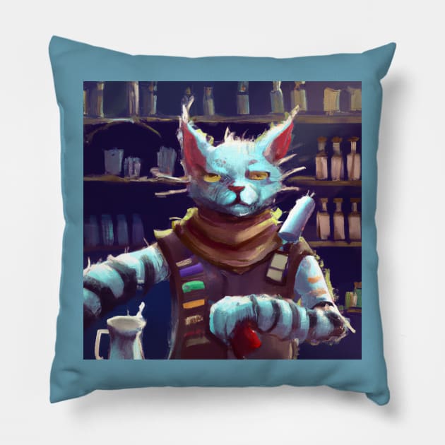 Steampunk Cat Guards Apothecary Pillow by Star Scrunch